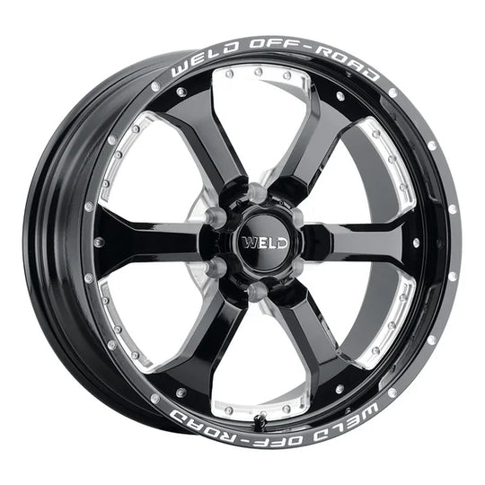 W12500084475 - Weld Off-Road Granada 6 20X10 6X139.7 ET -18mm Gloss Black Milled - Weld Off-Road Wheels Canada