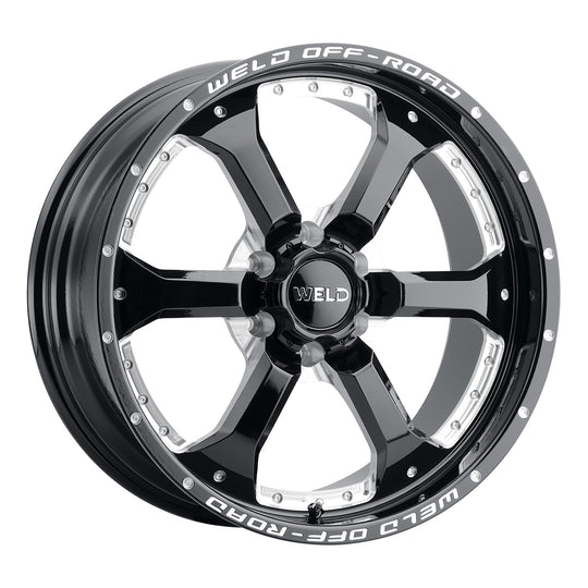 W12509089575 - WELD Off-Road Granada Six 20X9 6X135 +20mm Gloss Black Milled - WELD Off-Road Wheels Canada