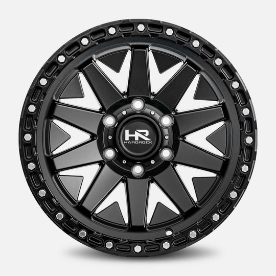H106-179073112BB - Hardrock H106 17X9 5X127 -12mm Matte Black-Black - Hardrock Wheels Canada