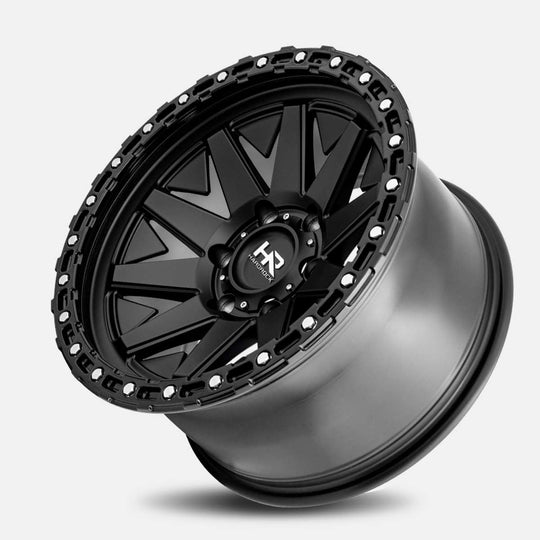 H106-179083112BB - Hardrock H106 17X9 6X139.7 -12mm Matte Black-Black - Hardrock Wheels Canada
