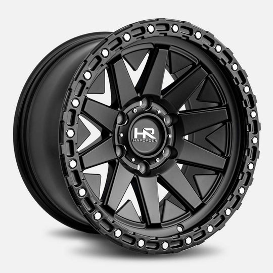 H106-179073112BB - Hardrock H106 17X9 5X127 -12mm Matte Black-Black - Hardrock Wheels Canada