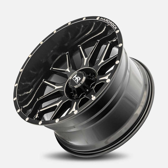 H500-221278144BM - Hardrock H500 22X12 8X180 -44mm Gloss Black Milled - Hardrock Wheels Canada