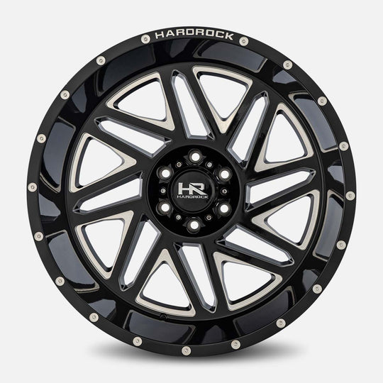 H501-221283151BM - Hardrock Bones XPosed 22X12 6X139.7 -51mm Gloss Black Milled - Hardrock Wheels Canada