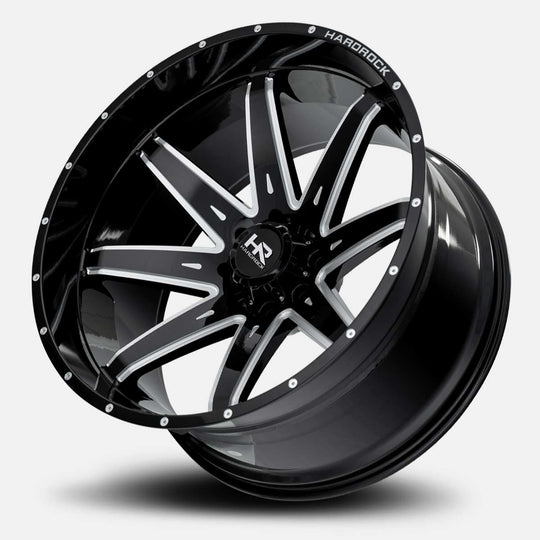 H502-201083119BM - Hardrock H502 20X10 6X139.7 -19mm Gloss Black Milled - Hardrock Wheels Canada