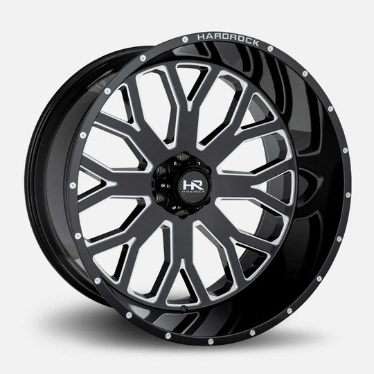 H504-201050119BM - Hardrock H504 20X10 5X150 -19mm Gloss Black Milled - Hardrock Wheels Canada