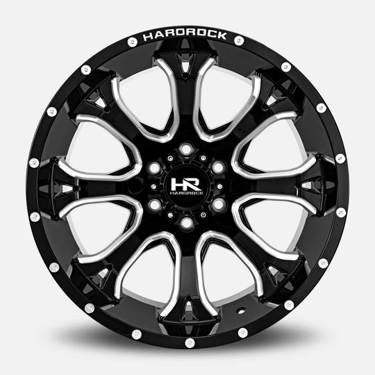 H505-221236151BM - Hardrock H505 22X12 6X135 -51mm Gloss Black Milled - Hardrock Wheels Canada