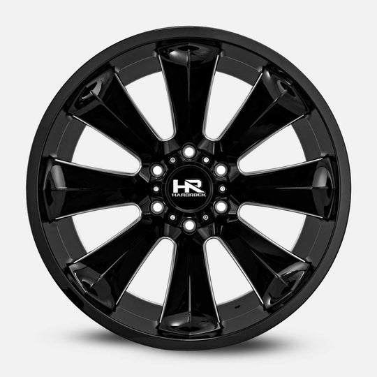 H506-201236144BM - Hardrock H506 20X12 6X135 -44mm Gloss Black Milled - Hardrock Wheels Canada