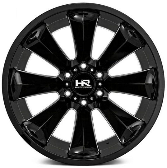 H506-241250176GB - Hardrock Xplosive Xposed 24X12 5X150 -76mm Gloss Black - Hardrock Wheels Canada