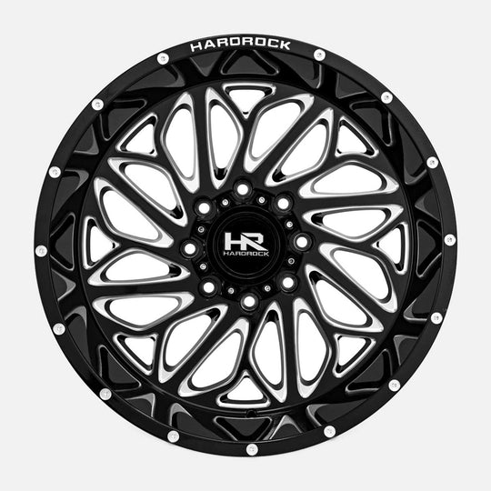 H508-201073119BM - Hardrock H508 20X10 5X127 -19mm Gloss Black Milled - Hardrock Wheels Canada