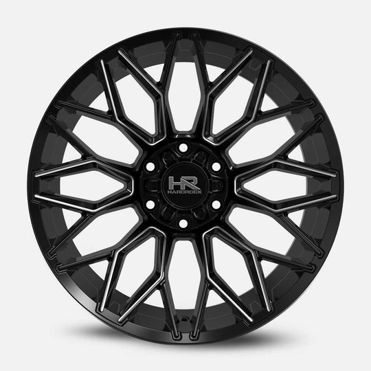 H509-201070119BM - Hardrock H509 Xcentric Xposed 20X10 8X170 -19mm Gloss Black Milled - Hardrock Wheels Canada