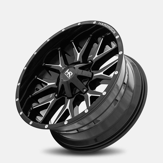 H700-201281144GBM - Hardrock H700 20X12 8X165.1 -44mm Gloss Black Milled - Hardrock Wheels Canada
