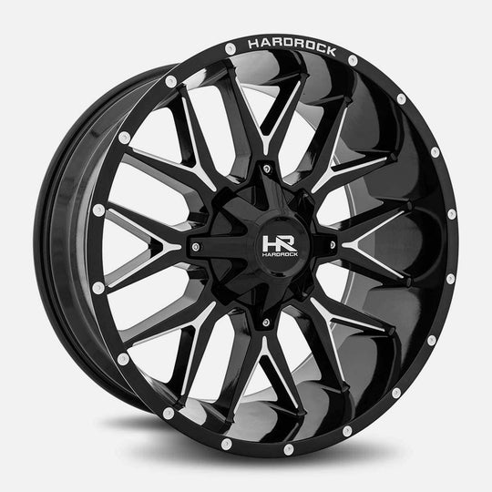 H700-209078018GBM - Hardrock Affliction 20X9 8X180 18mm Gloss Black Milled - Hardrock Wheels Canada