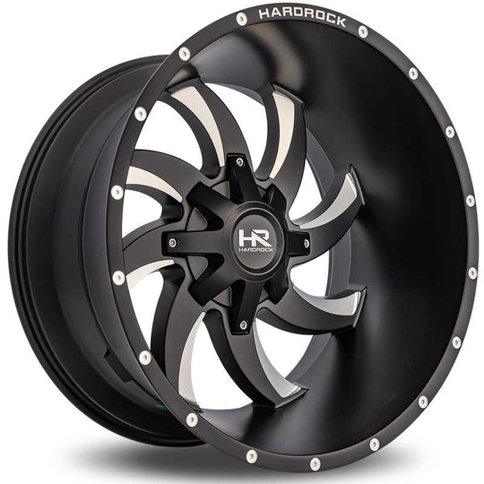 H701-201237144GBM - Hardrock H701 20X12 6X135 / 6X139.7 -44mm Gloss Black Milled - Hardrock Wheels Canada