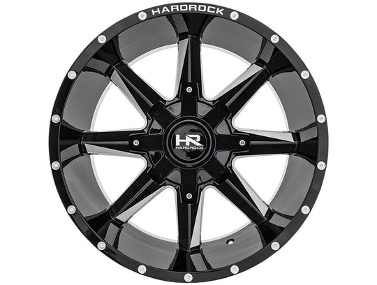 H703-201237144GBM - Hardrock H703 20X12 6X135 / 6X139.7 -44mm Gloss Black Milled - Hardrock Wheels Canada
