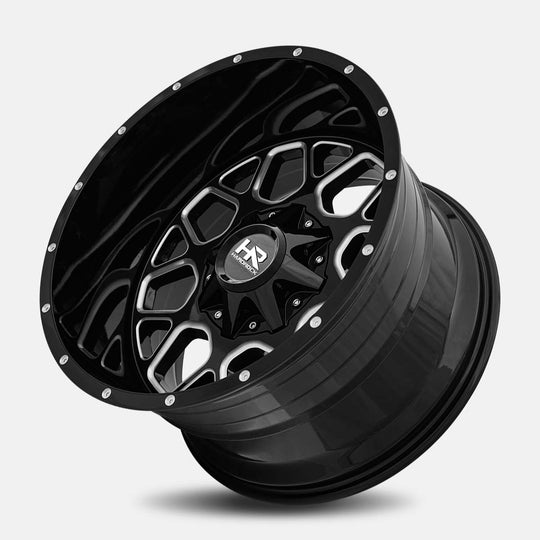 H705-201078119GBM - Hardrock Gunner 20X10 8X180 -19mm Gloss Black Milled - Hardrock Wheels Canada