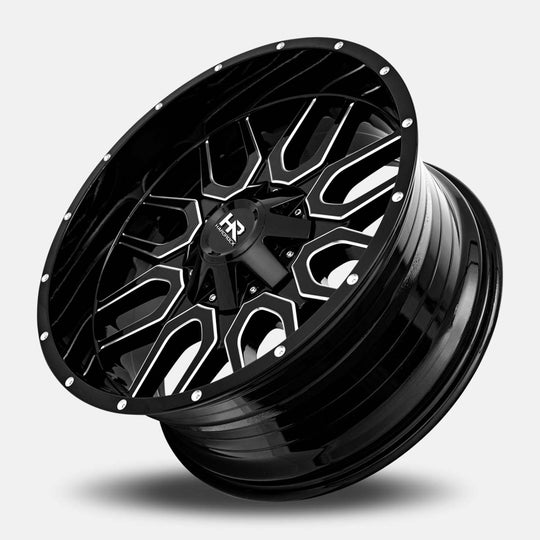 H709-201252151GBM - Hardrock H709 20X12 5X139.7 / 5X127 -51mm Gloss Black Milled - Hardrock Wheels Canada