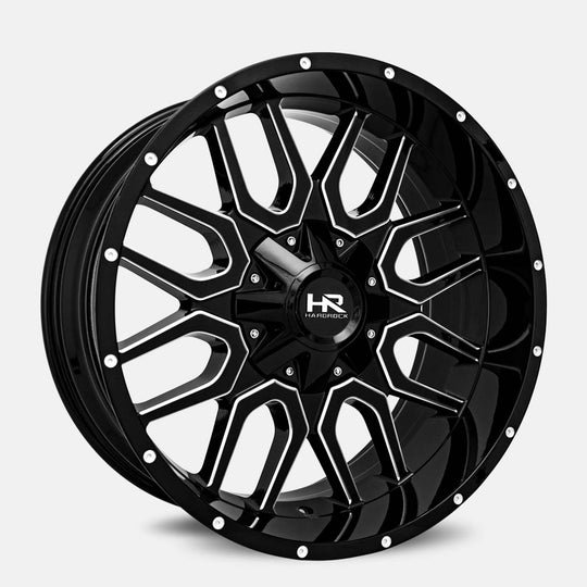 H709-221070119GBM - Hardrock Commander 22x10 8x170 ET -19MM Gloss Black Milled - Hardrock Wheels Canada