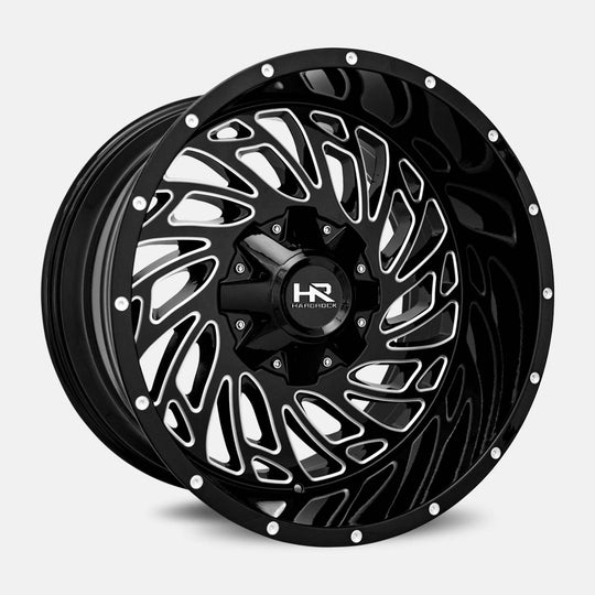 H710-201070119GBM - Hardrock Attack 20x10 8x170 ET -19MM Gloss Black Milled - Hardrock Wheels Canada