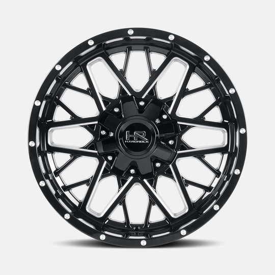 H714-209052000GBM - Hardrock H714 Bomber 20X9 5X127 / 5X139.7 mm Gloss Black Milled - Hardrock Wheels Canada