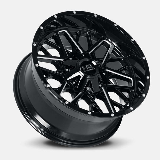 H714-209052000GBM - Hardrock H714 Bomber 20X9 5X127 / 5X139.7 mm Gloss Black Milled - Hardrock Wheels Canada