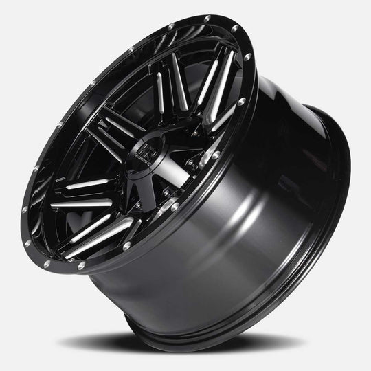 H715-209070000GBM - Hardrock H715 Warrior 20X9 8X170 mm Gloss Black Milled - Hardrock Wheels Canada