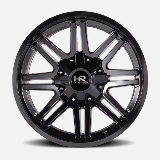 H715-209052020GB - Hardrock H715 Warrior 20X9 5X127 / 5X139.7 20mm Gloss Black - Hardrock Wheels Canada
