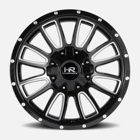 H717-201281151GBM - Hardrock H717 Tactical 20X12 8X165.1 -51mm Gloss Black Milled - Hardrock Wheels Canada