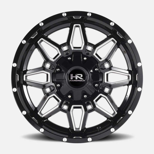 H718-209081000GBM - Hardrock H718 Striker 20X9 8X165.1 mm Gloss Black Milled - Hardrock Wheels Canada
