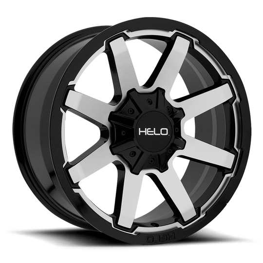 HE90979080518 - Helo HE909 17X9 8X165.1  18mm Gloss Black Machined - Helo Wheels Canada