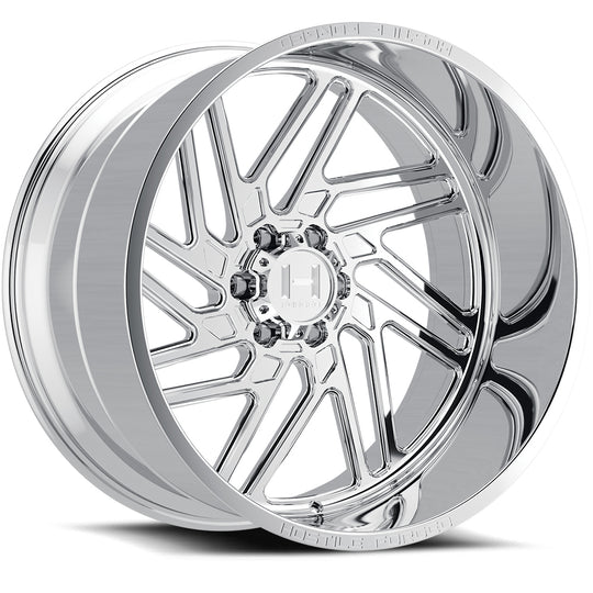 HF116-2412655047PL - Hostile Forged Jigsaw 24X12 6X139.7 -44mm Full polish Wheel - Hostile Forged Wheels Canada