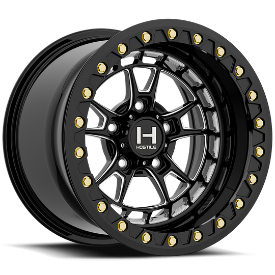 HF32-1580655044GB - Hostile UTV Forged Rival-Beadlock 15X8 6X139.7 0mm Blade Cut (Gloss) - Hostile UTV Forged Wheels Canada