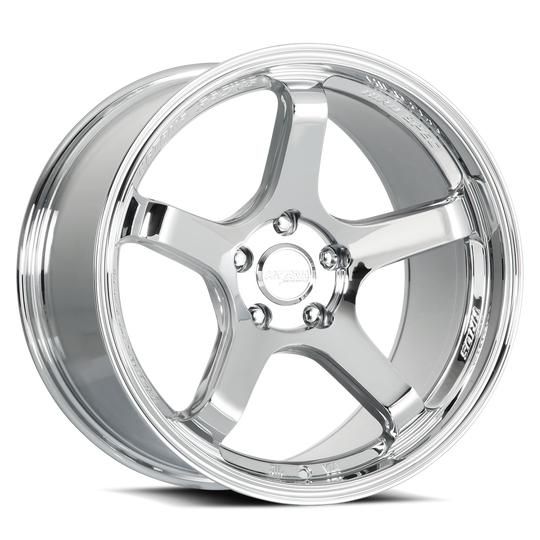 HR05-189550C38 - Katana Racing HR05 18X9.5 5X100 ET 38mm Chrome - Katana Racing Wheels Canada