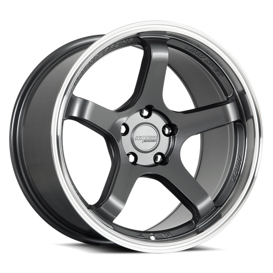 HR05-189545GMML38 - Katana Racing HR05 18X9.5 5X120 ET 38mm Gloss Gunmetal Machined Lip - Katana Racing Wheels Canada