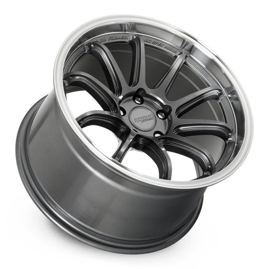 HR06-189554GMML38 - Katana Racing HR06 18X9.5 5X114.3 ET 38mm Gloss Gunmetal Machined Lip - Katana Racing Wheels Canada
