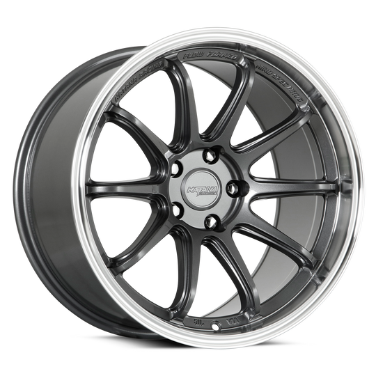 HR06-189545GMML - Katana Racing HR06 18X9.5 5X120 ET 22mm Gloss Gunmetal Machined Lip - Katana Racing Wheels Canada