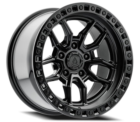 A109209082P02004 - Arena Hustle 20X9 8X165.1 20mm Satin Black Center Glossy Black Lip - Arena Wheels Canada