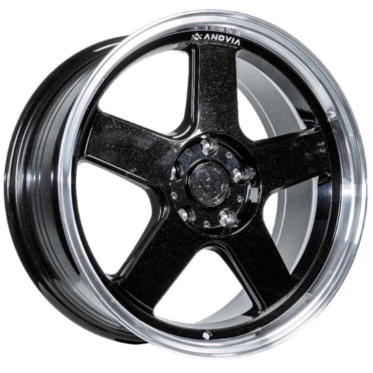 ART109188551143573MB - Anovia Highball 18X8.5 5X114.3 35mm Metallic Black with Machined Lip - Anovia Wheels Canada