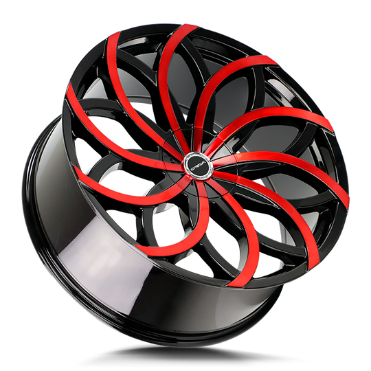 S61050115GBMR - Strada S61 Huracan 20X8.5 5X120 / 5X115 15mm Black & Red - Strada S61 Wheels Canada