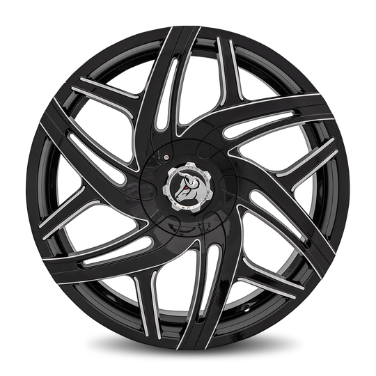 HUR-241BLNK1273BMS - Diablo Hurricane 24X10 Blank 12mm Gloss Black Milled - Diablo Wheels Canada