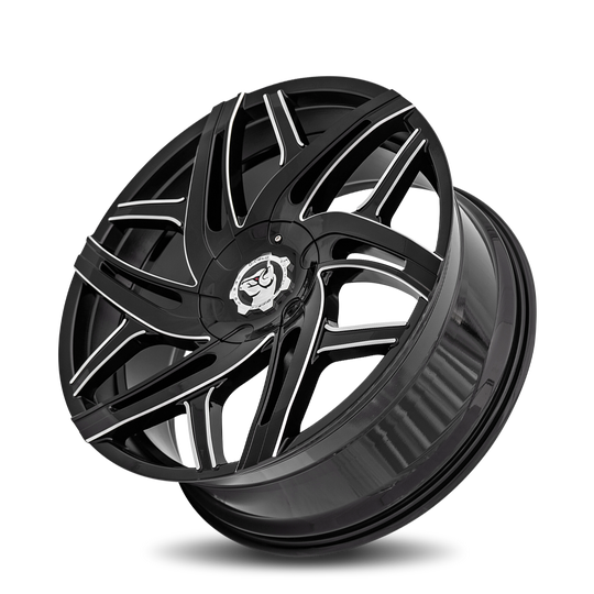 HUR-241BLNK1273BMS - Diablo Hurricane 24X10 Blank 12mm Gloss Black Milled - Diablo Wheels Canada