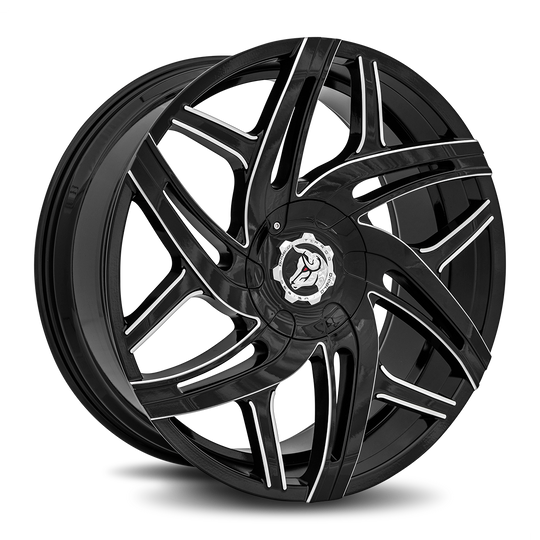 HUR-241BLNK3578BMS - Diablo Hurricane 24X10 Blank 35mm Gloss Black Milled - Diablo Wheels Canada