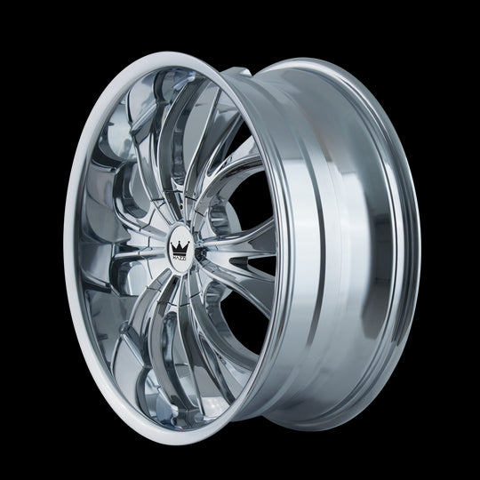 342-22918C - Mazzi Hustler 22X9.5 5X115 / 5X120.65 18mm Chrome - Mazzi Wheels Canada