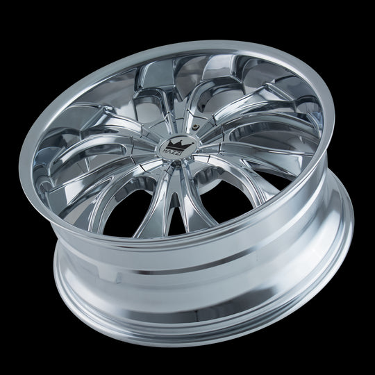 342-22918C - Mazzi Hustler 22X9.5 5X115 / 5X120.65 18mm Chrome - Mazzi Wheels Canada