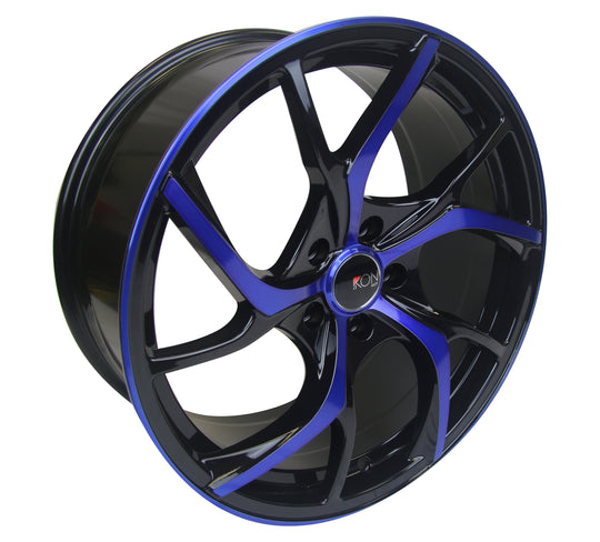 Ikon Alloy IK110 19X8.5 5X114.3 35mm Gloss Black Candy Blue Face