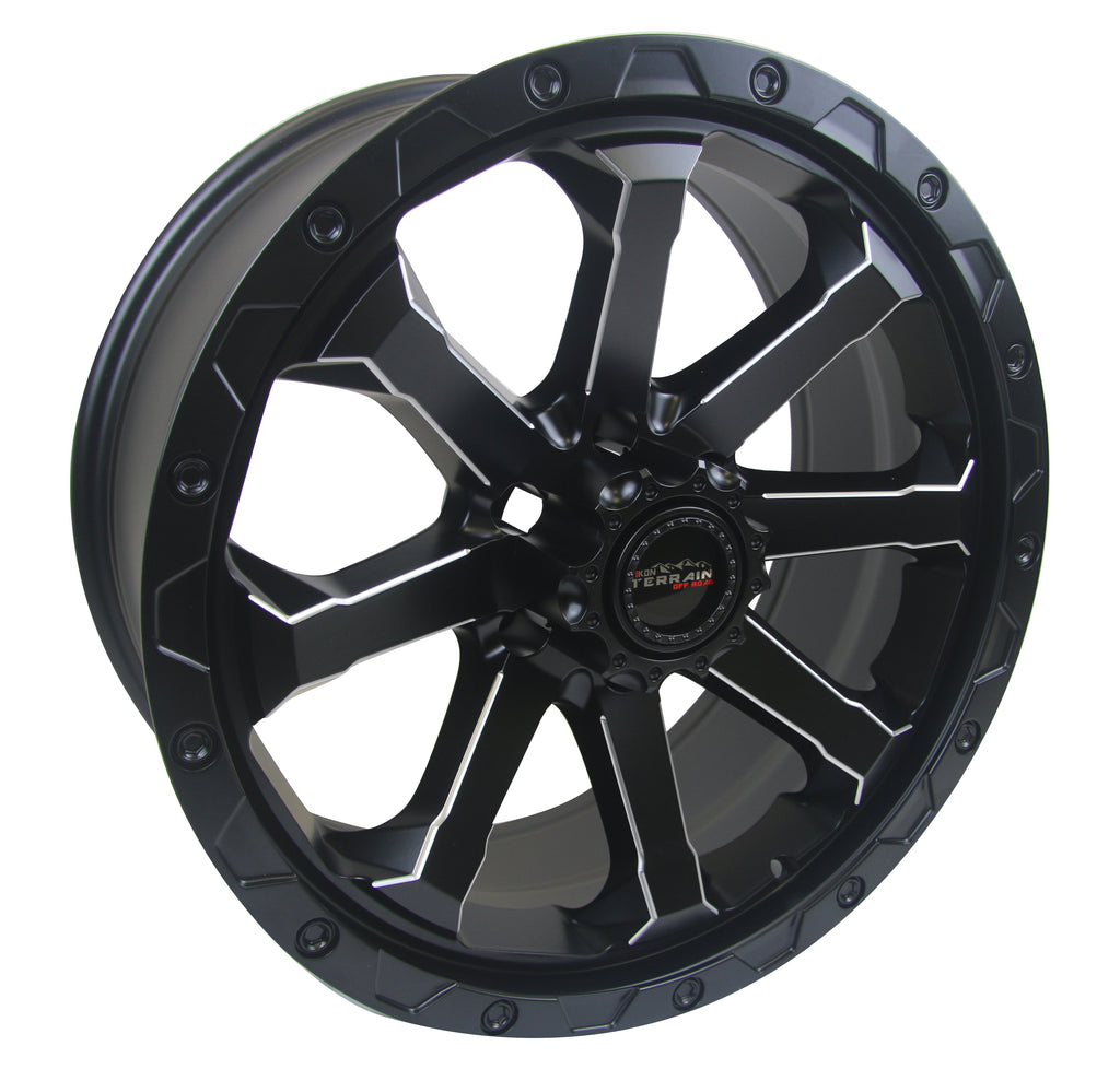 IKT04-Q - Ikon Alloy IKT04 20X9.0 6X135 0mm Satin Black Milled Sides - Ikon Alloy Wheels Canada