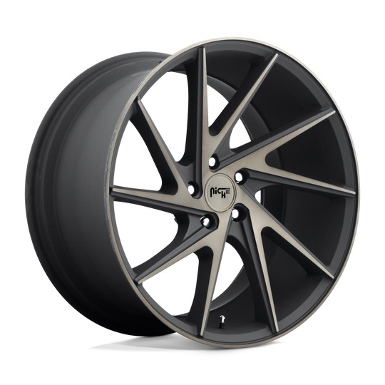 M163209021+35 - Niche M163 Invert 20X9 5X120  35mm Matte Black Machined Ring - Niche Wheels Canada