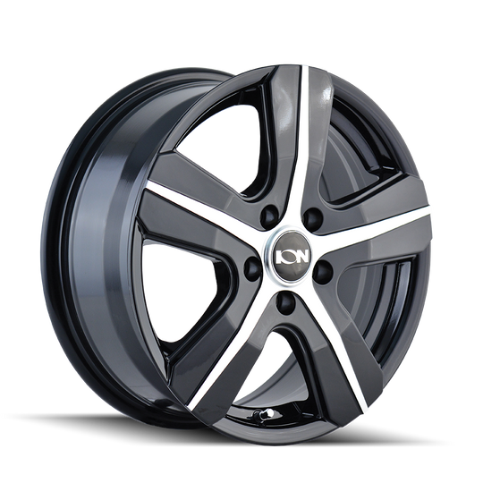 101-6631B - ION Alloy 101 16X6.5 5X108 50mm Black And Machined - Ion Alloy Wheels Canada