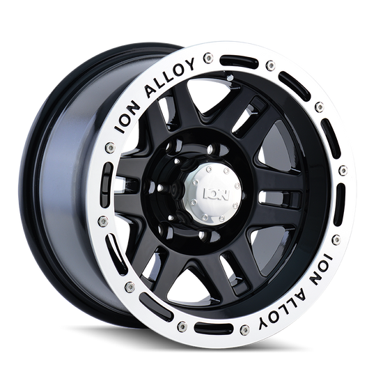 133-6886B - ION Alloy 133 16X8 6X114.3 -5mm Black And Machined - DLSC Wheels Canada
