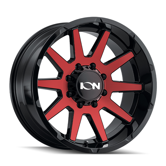 143-2985BTR - ION Alloy 143 20X9 5X139.7 0mm Gloss Black With Red Machined - Ion Alloy Wheels Canada
