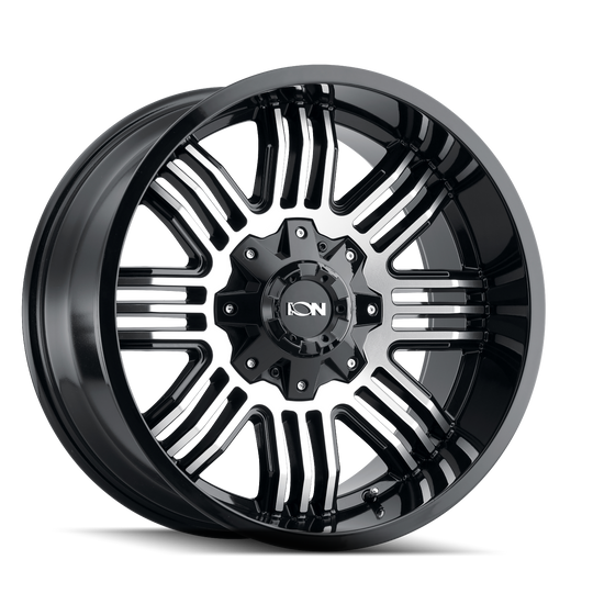 144-2152B - ION Alloy 144 20X10 5X127 / 5X139.7 -19mm Black And Machined - ION Alloy Wheels Canada